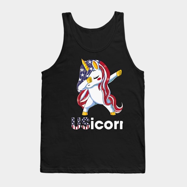 USA Flag Dabbing Unicorn Dress Stuff 4th of July G Tank Top by Xizin Gao